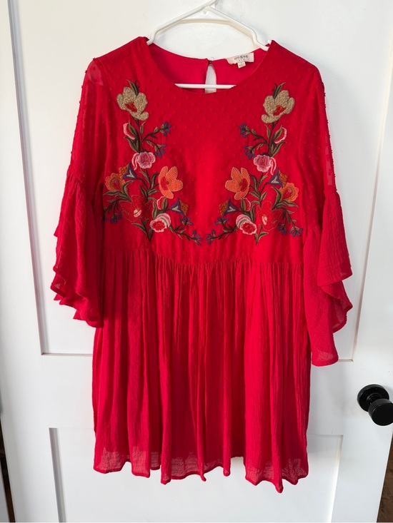 Umgee Dresses & Skirts - Red Umgee Floral Embroidery Dress- S Boho